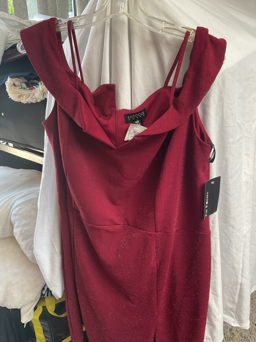 Enfocus Studio Burgundy Midi Dress with Sparkle
